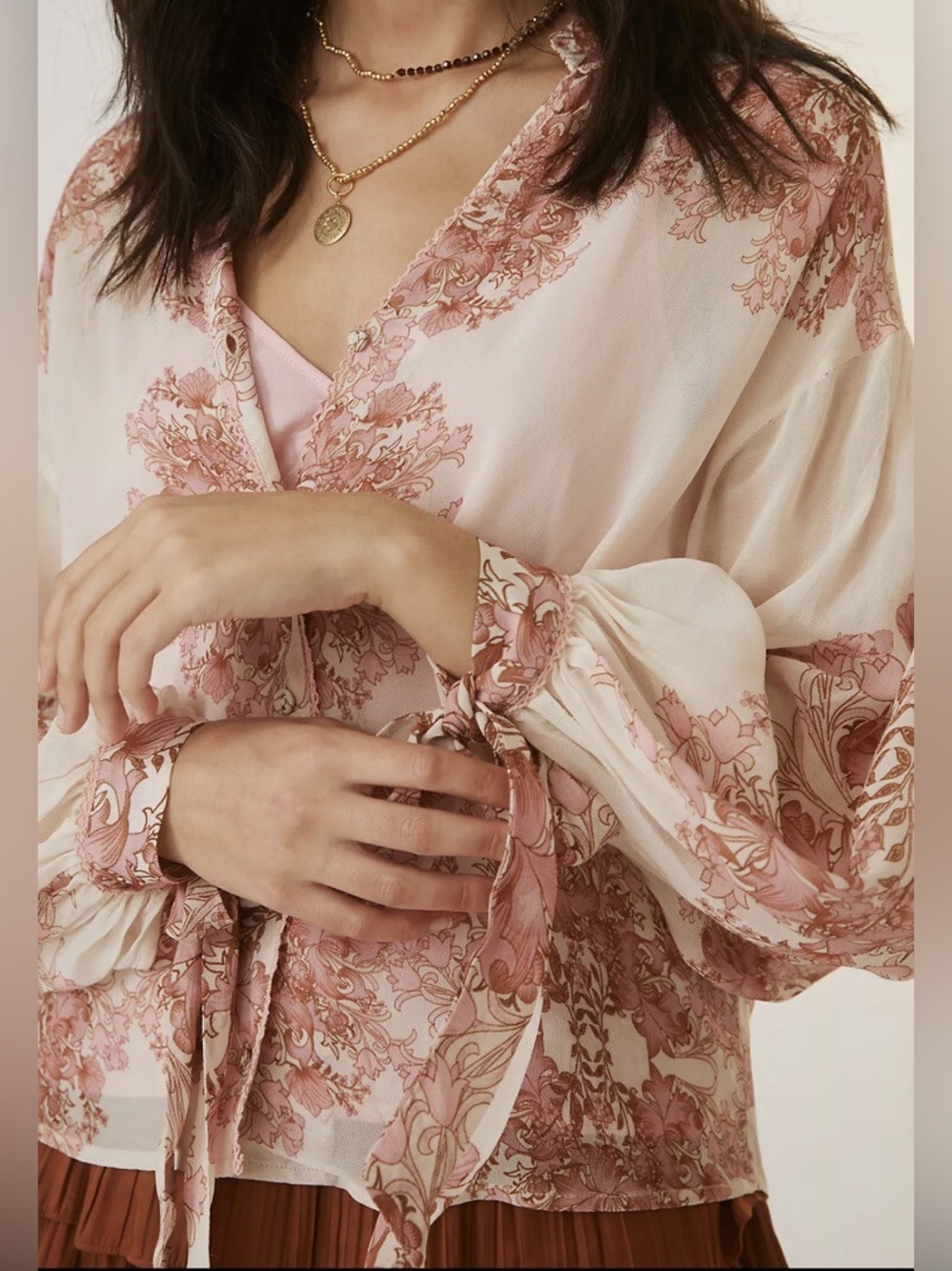 Forever That Girl Pink Floral Sheer Button-Front Blouse
